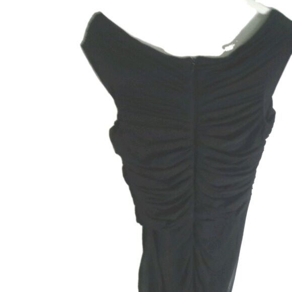 Tadashi Shoji Maxi Dress Sz Small Ruched Pleated Maxi Formal Black Off Shoulder - Picture 3 of 7